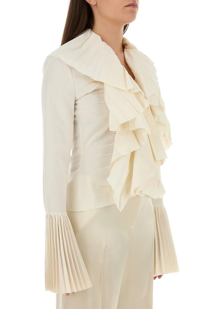 Alexander McQueen Ivory wover paper blend blouse 3