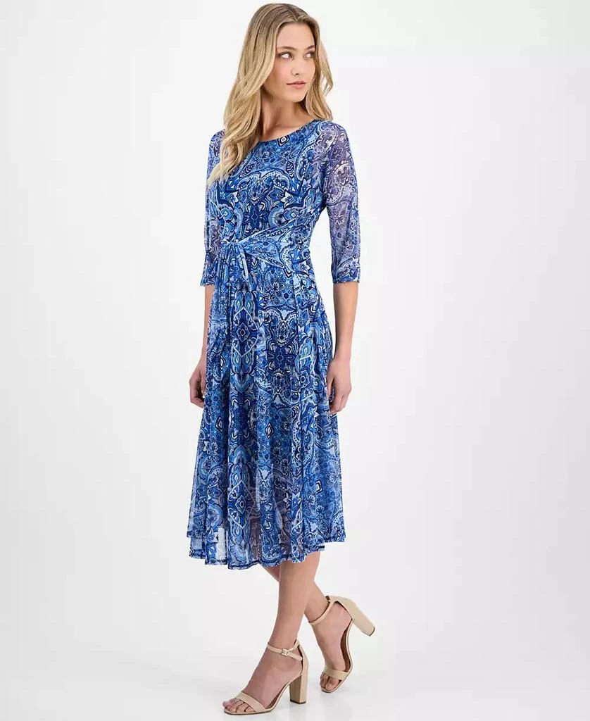 Robbie Bee Women's Floral-Print Tie-Front A-Line Dress 3