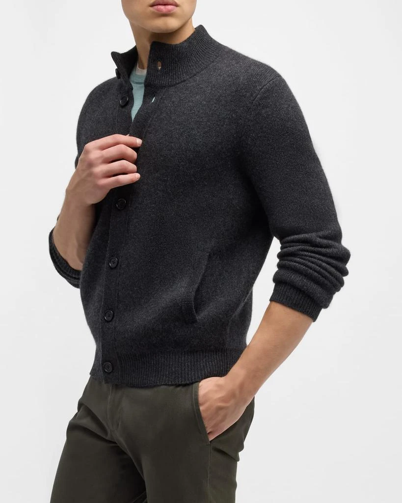 Neiman Marcus Men's Mock Neck Cashmere Cardigan 7