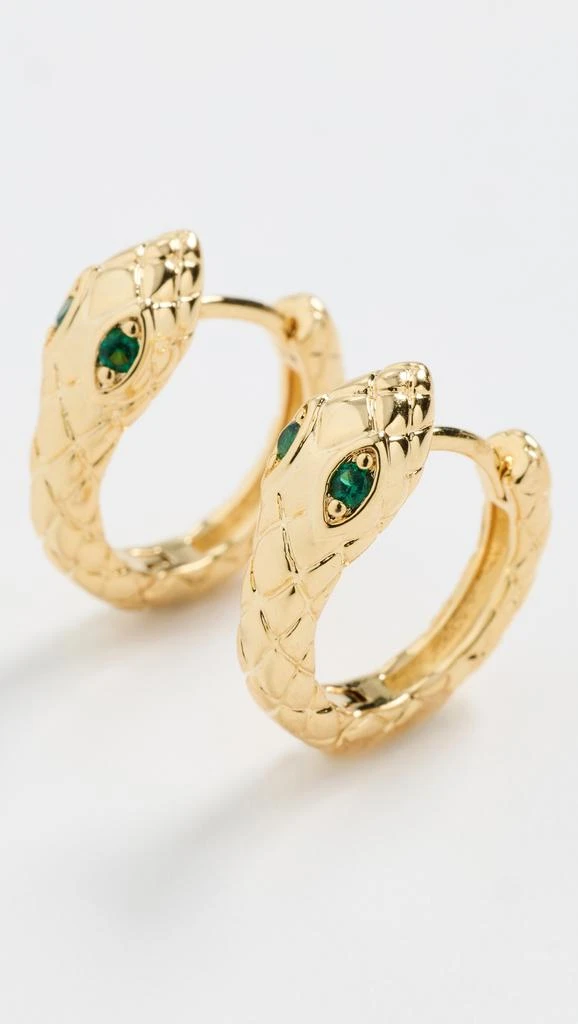 Kenneth Jay Lane Snake Hoop Post Earring with Emerald Eyes 3
