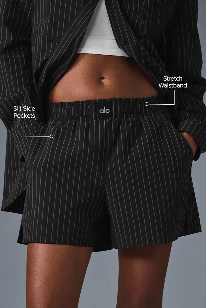 Alo Pinstripe Daylight Boxer Short - Black/Titanium 2