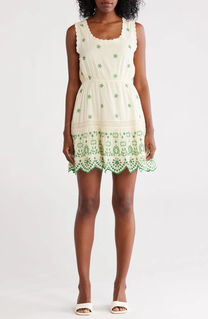 Embroidered Eyelet Sleeveless Cotton Minidress – On Sale Now with