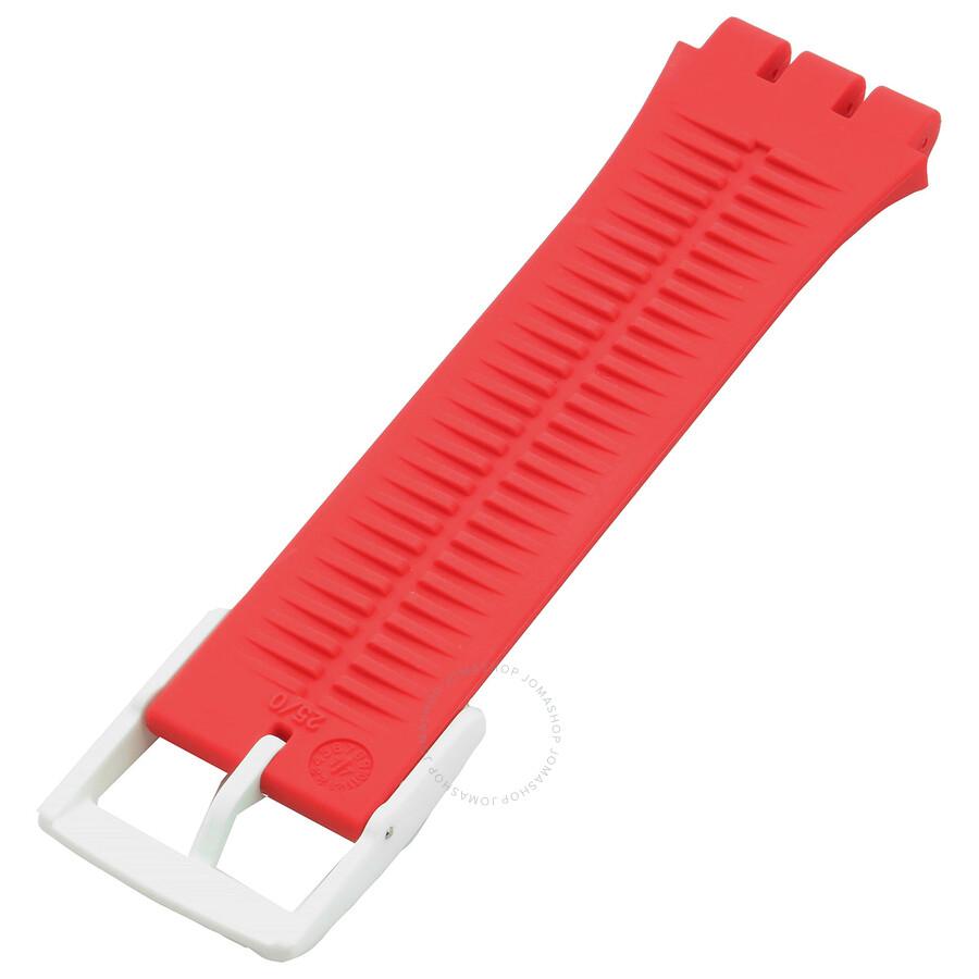 Swatch Red / White Silicone Silicone Strap 12H