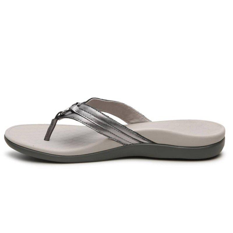 Vionic Women's Tide Aloe Orthotic Sandal Medium Width In Pewter Metallic