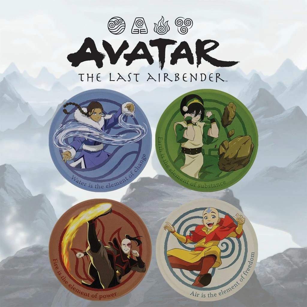 Fanattik Avatar the Last Airbender Set of 4 Embossed Metal Coasters By Fanattik 1
