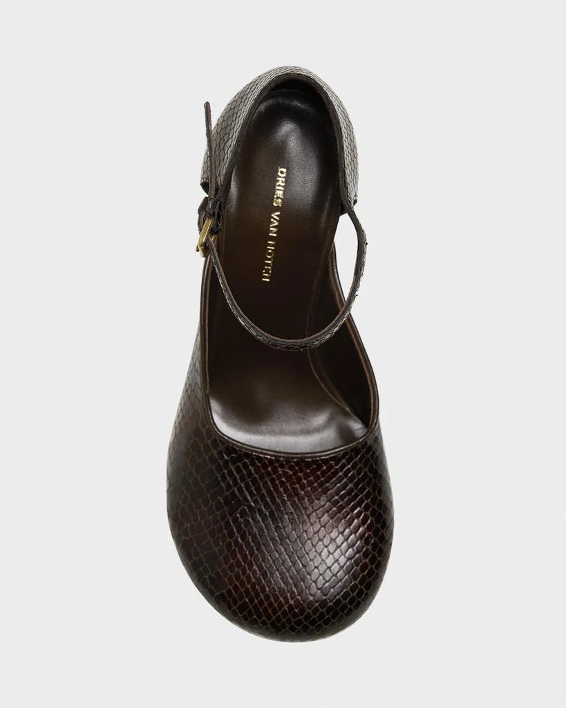 Dries Van Noten Python Stamped Leather Wedge Pumps 3