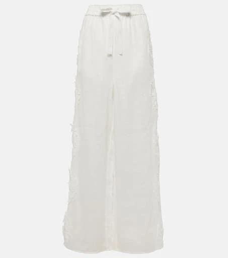 Zimmermann Halliday lace-trimmed linen wide-leg pants 1