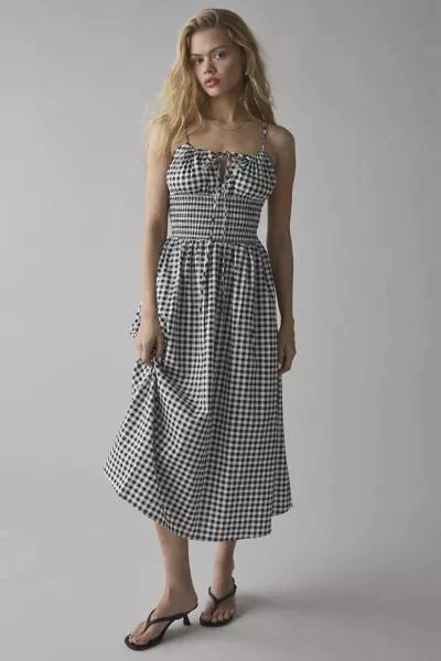 Glamorous Glamorous Gingham Tie-Front Smocked Midi Dress 1