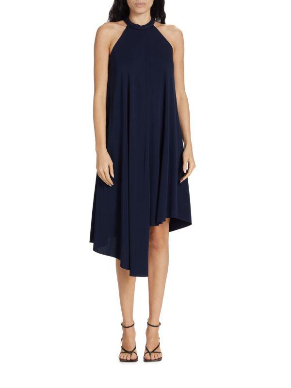 Halston Heritage Marie Asymmetric Halter Dress