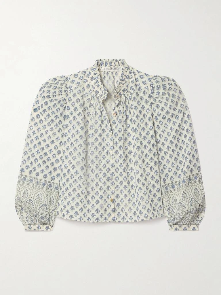 Alix of Bohemia Annabel 缩褶花卉印花纯棉巴里纱短款女衫 1