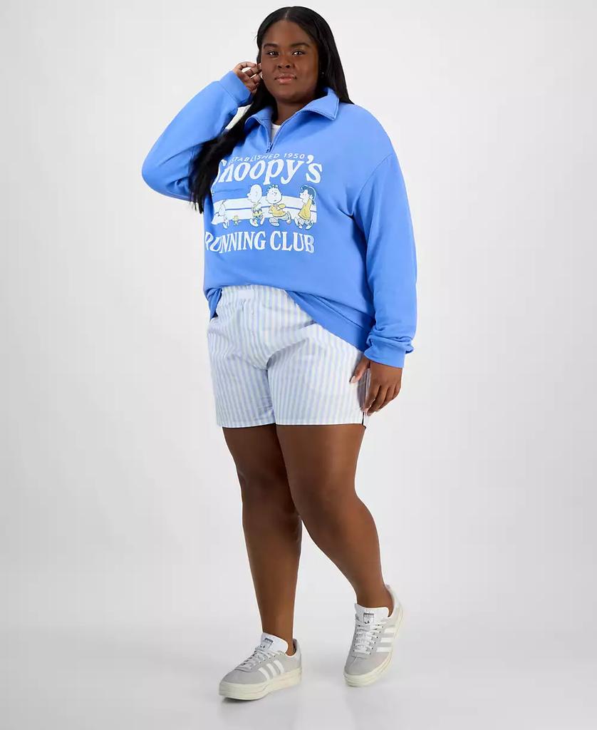 Love Tribe Trendy Plus Size Snoopy Running Club Half-Zip Sweatshirt