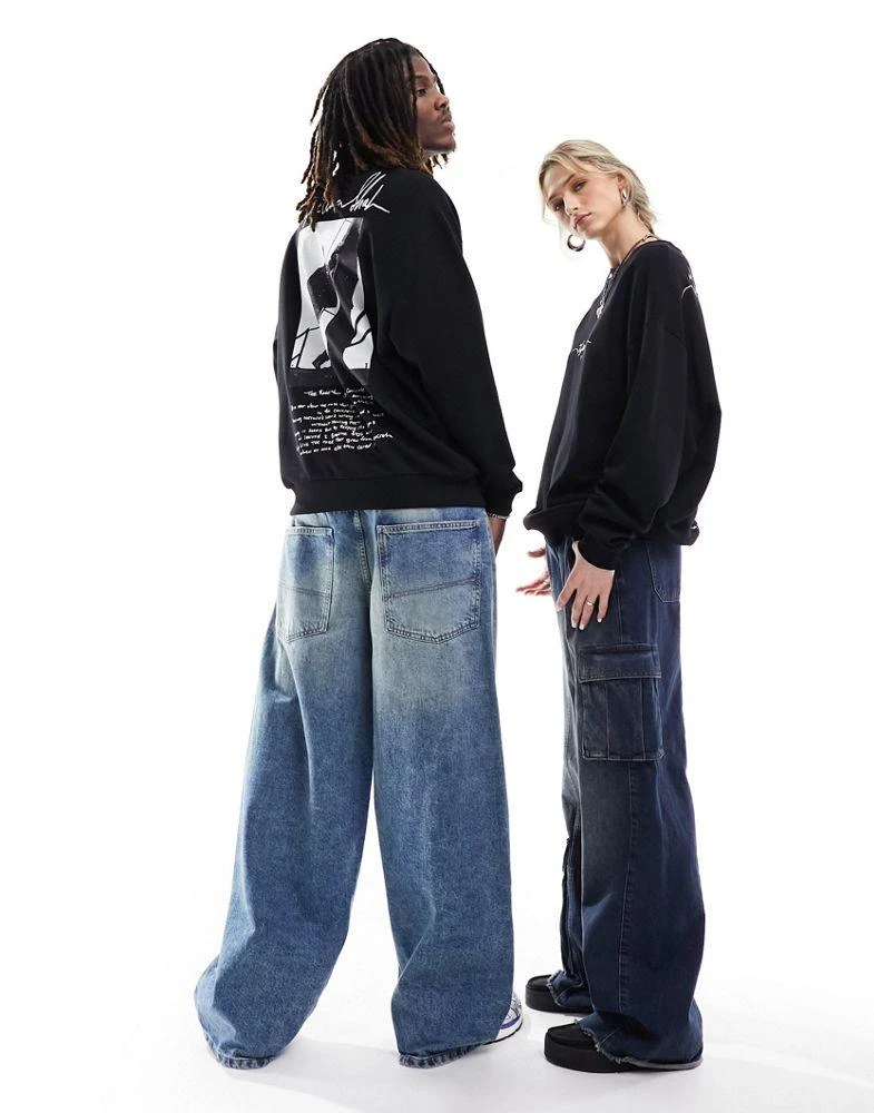 ASOS ASOS DESIGN unisex license oversized sweatshirt with Tupac graphics in black 4