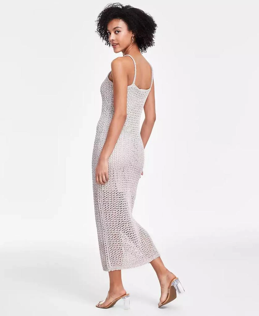 Bar III Petite Open-Stitched Metallic-Threaded Sweater Dress, Created for Macy's 2