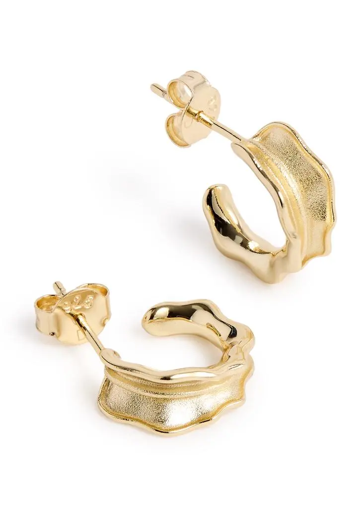 DAISY LONDON Leaf 18kt gold-plated hoop earrings 3