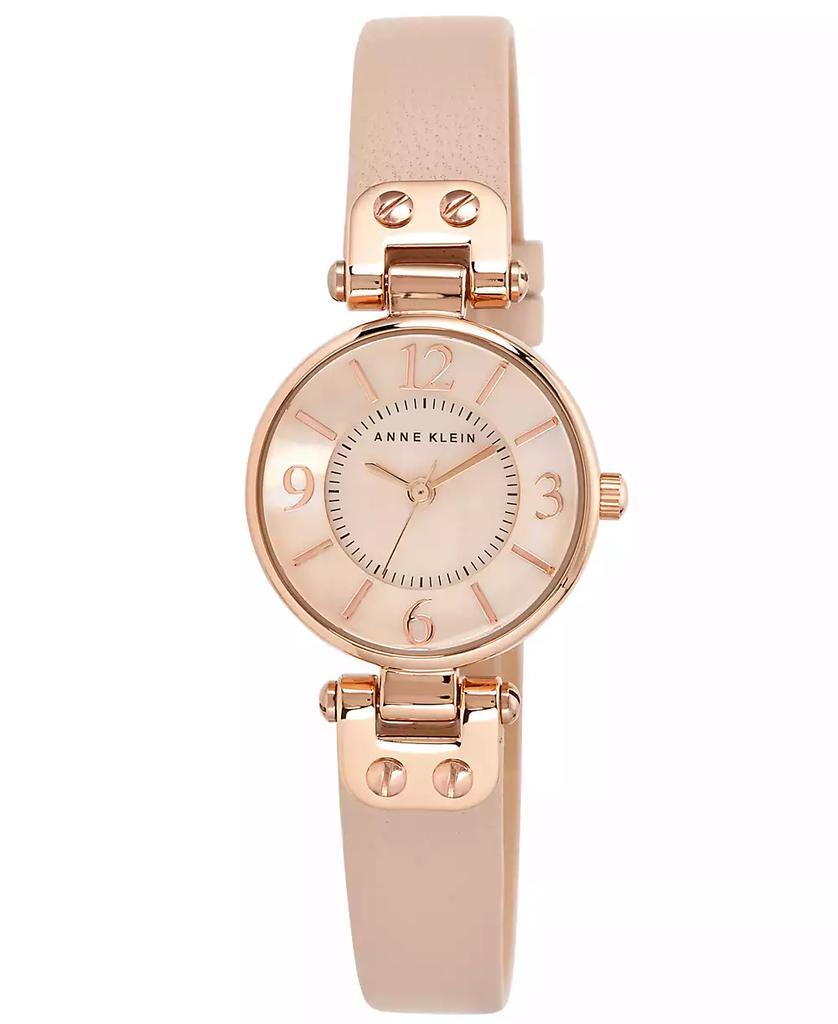 Anne Klein Women's Blush Leather Strap Watch 26mm 10-9442 RGLP