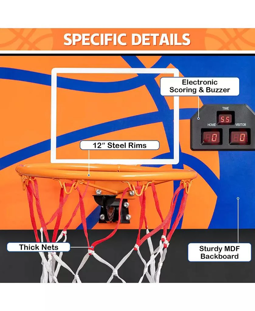 Costway Foldable Single Shot Basketball Arcade Game W/Electronic Scorer 3 Basketballs 8