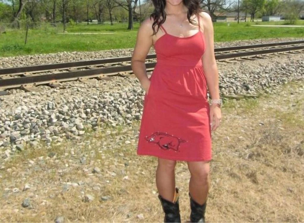 Glitter Gear University Of Arkansas Logo Swarovski Crystal Dress In Red 1