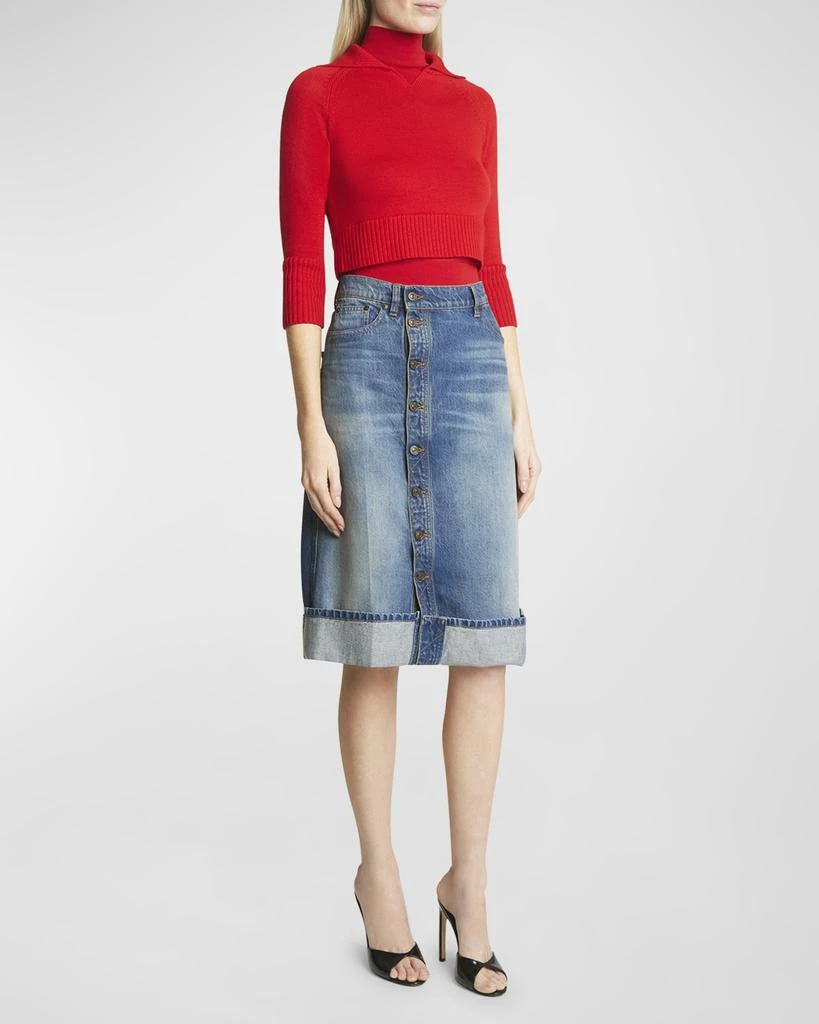 Victoria Beckham Button-Front Denim Skirt 3
