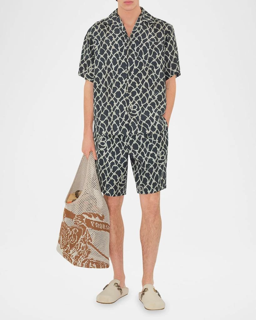 Burberry Men
s Silk Rope-Patterned Camp Shirt 2