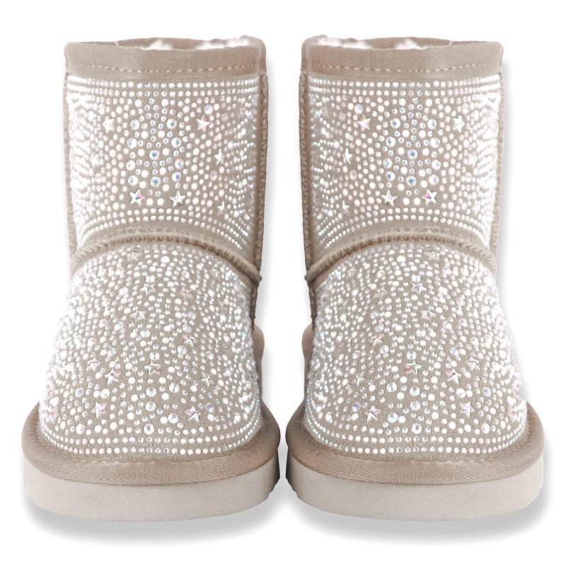 Lelli Kelly Rhinestones girls beige suede boots