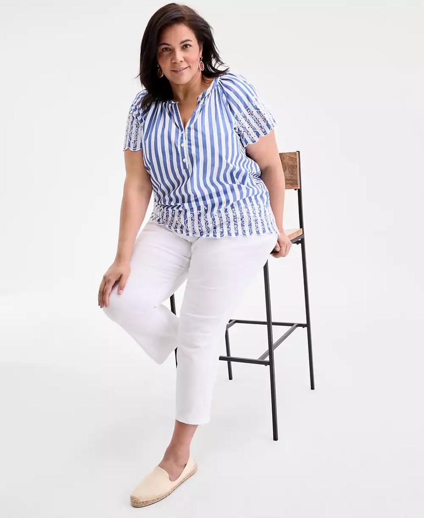 Style & Co Plus Size Striped Flutter-Sleeve Top, Exclusively at Macy's