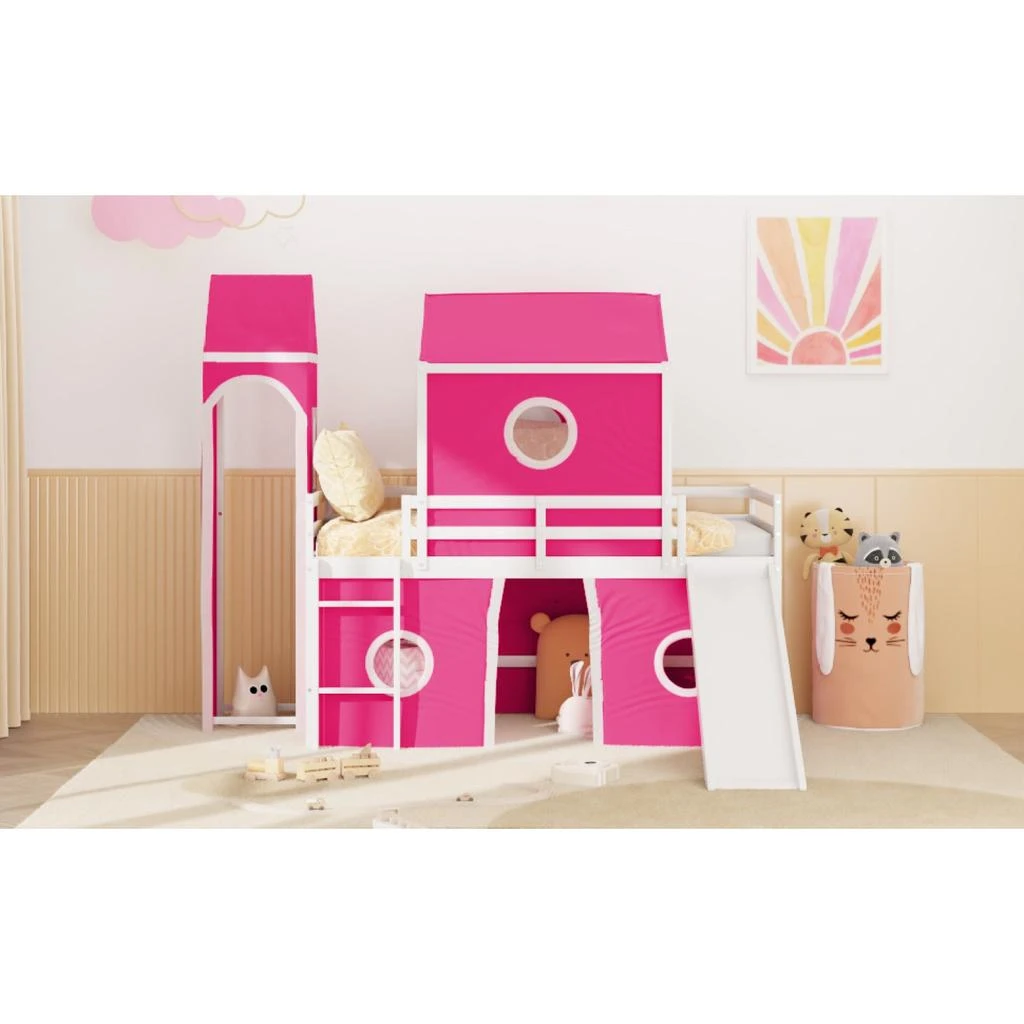 Streamdale Furniture Streamdale Twin Size Loft Bed with Slide Tent and Tower 4