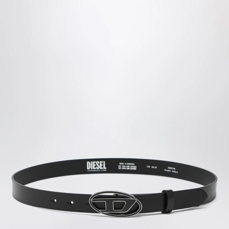 Diesel Black leather belt with Oval D buckle 1