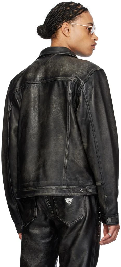 GUESS USA Black Distressed Leather Jacket 3