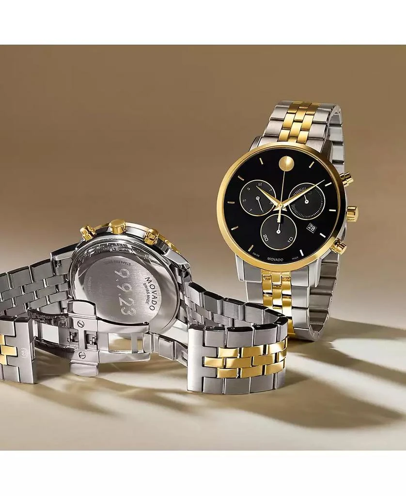 Movado Men's Museum Classic Swiss Quartz Chrono Two Tone Stainless Steel and Light Yellow PVD Watch 42mm 6