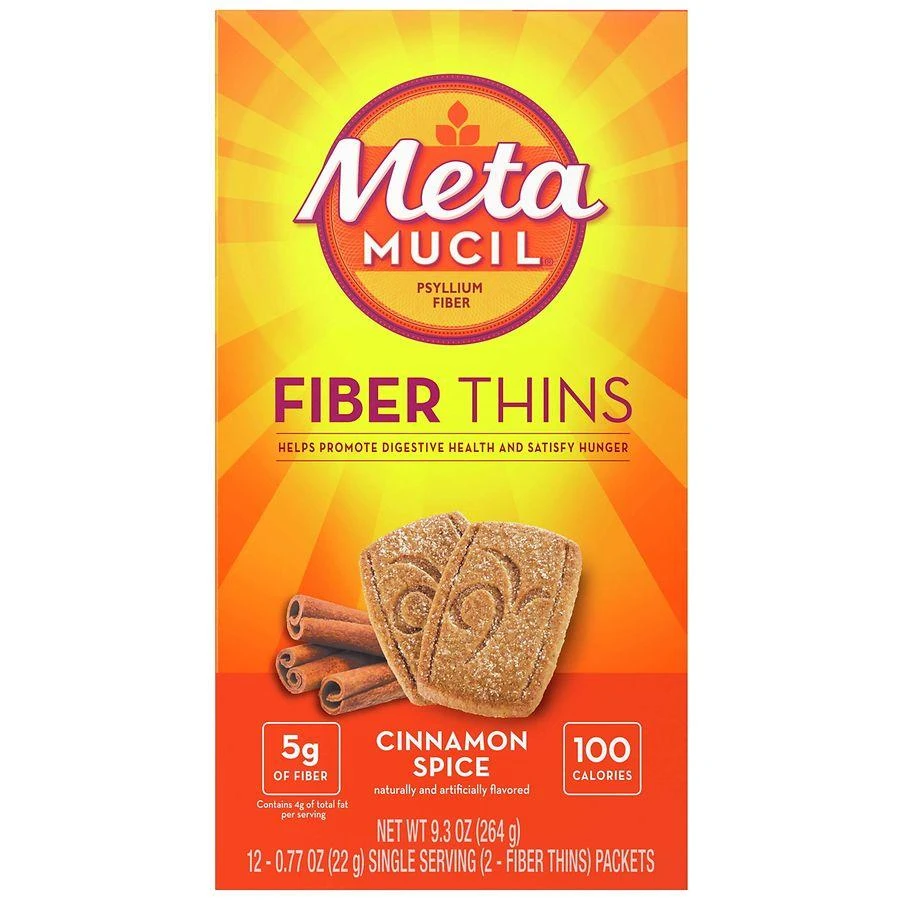 Metamucil Fiber Thins, Psyllium Husk Snack Cinnamon Spice 2