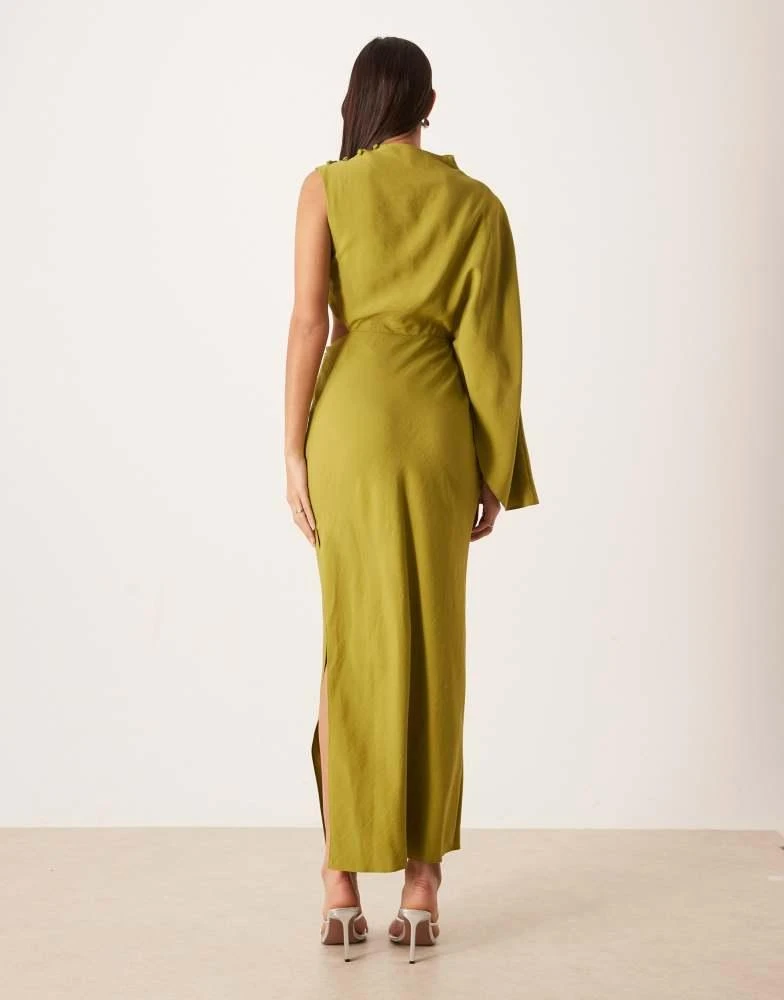 Shop ASOS DESIGN high neck one shoulder maxi dress with batwing sleeve and  cut out in olive green on Sale at BeyondStyle  Get 56% Off ASOS DESIGN  high neck one shoulder