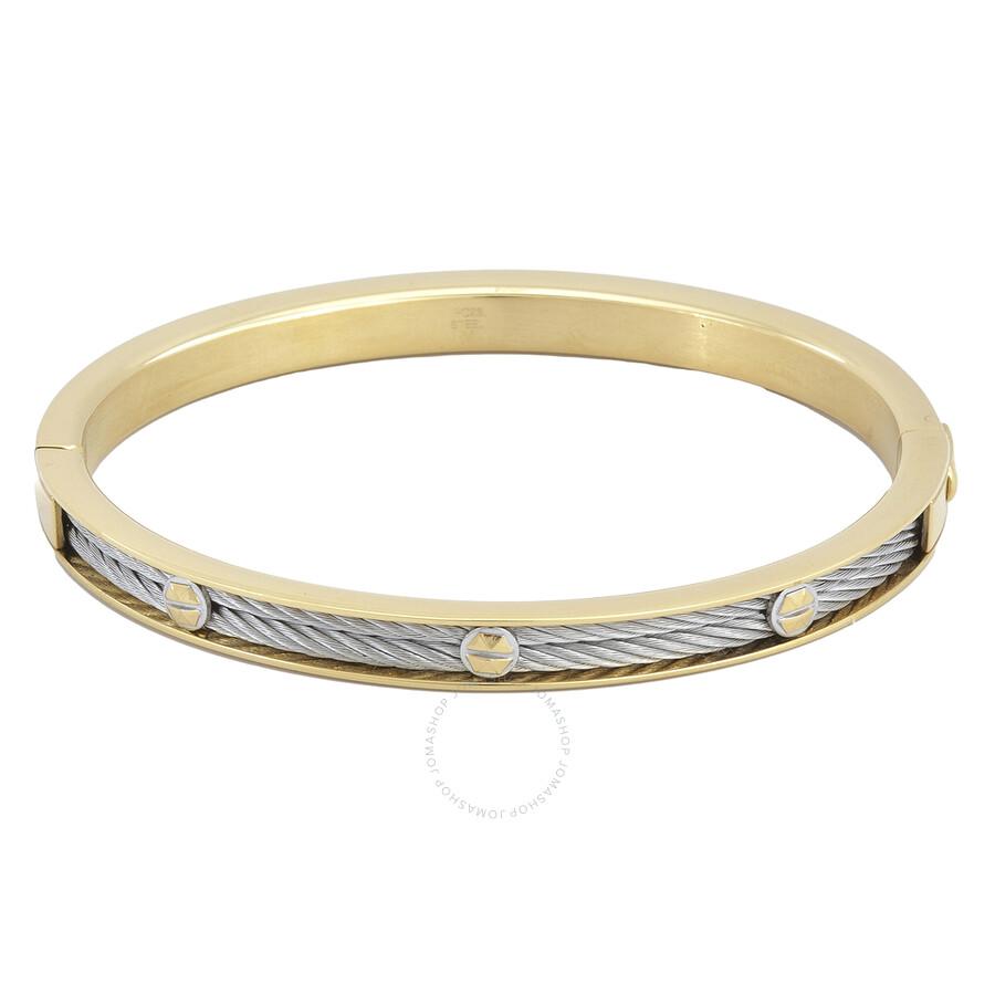 Charriol Forever Eternity Yellow Gold PVD Steel Cable Bangle