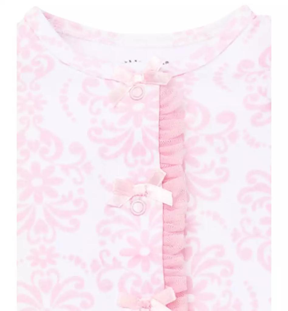 Little Me Baby Girls Damask Footed Coverall and Hat, 2 Piece Set