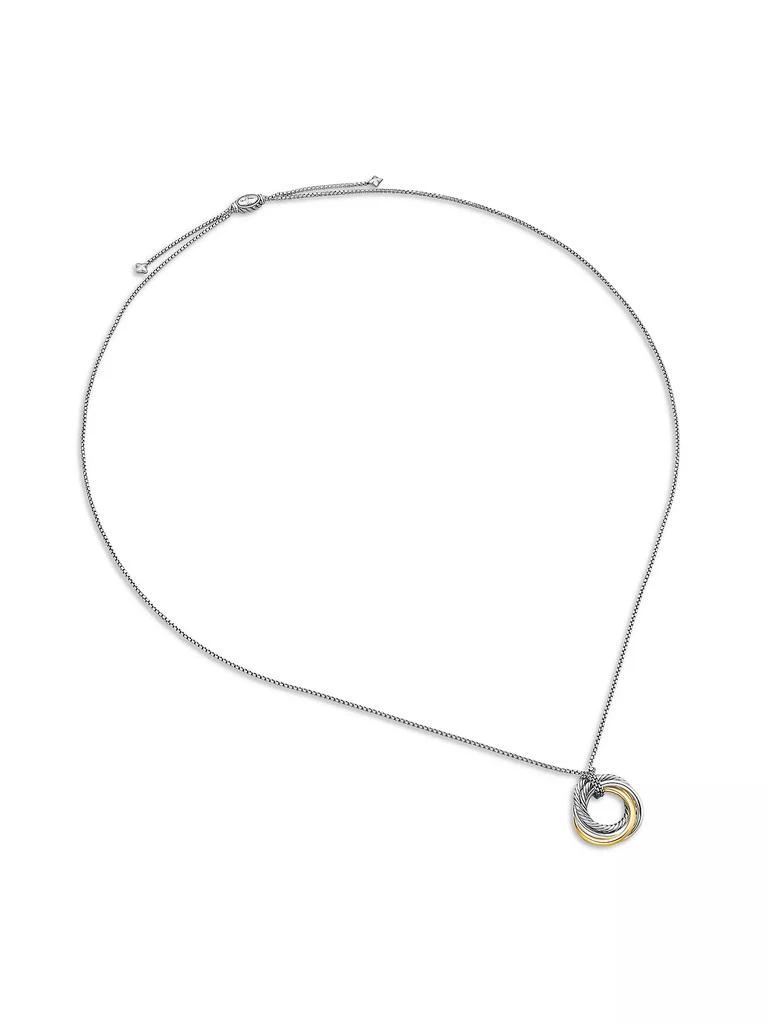 David Yurman Crossover Pendant Necklace in Sterling Silver with 14K Yellow Gold, 28mm 4