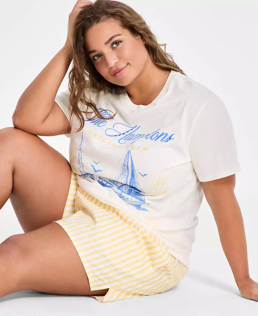 Love Tribe Trendy Plus Size Hamptons Rhinestone T-Shirt