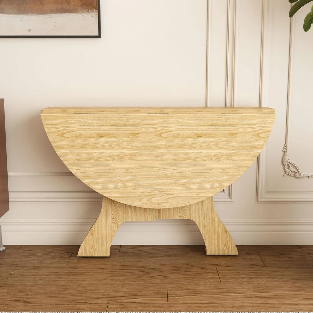 Streamdale Furniture Streamdale 43" Folding Dining Table for Small Spaces, Wild Oak Veneer, Space Saving 4