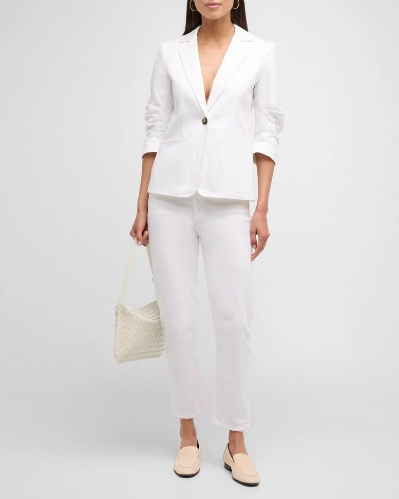 Cinq a Sept Khloe 3/4-Sleeve White Denim Blazer 2
