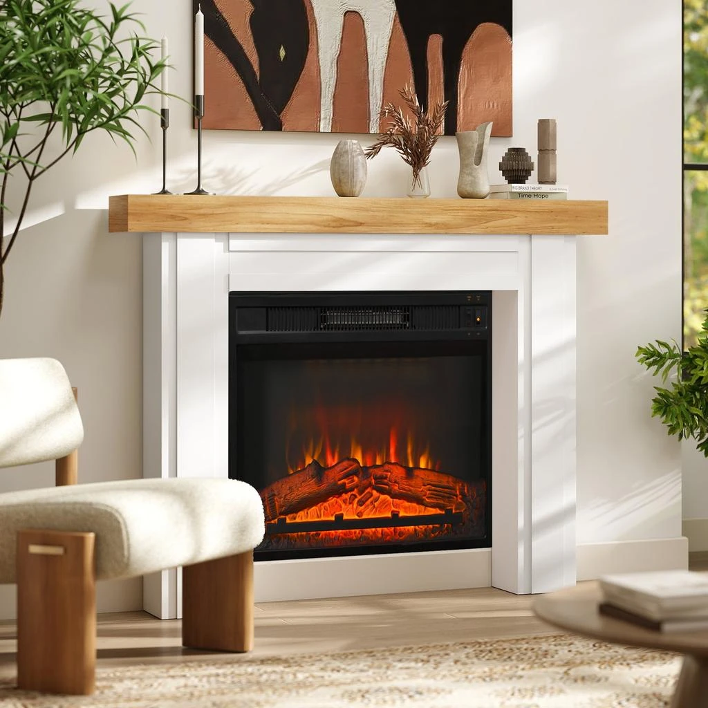 Hivvago Large Modern Fireplace Mantel Stand for Electric Fireplaces 2