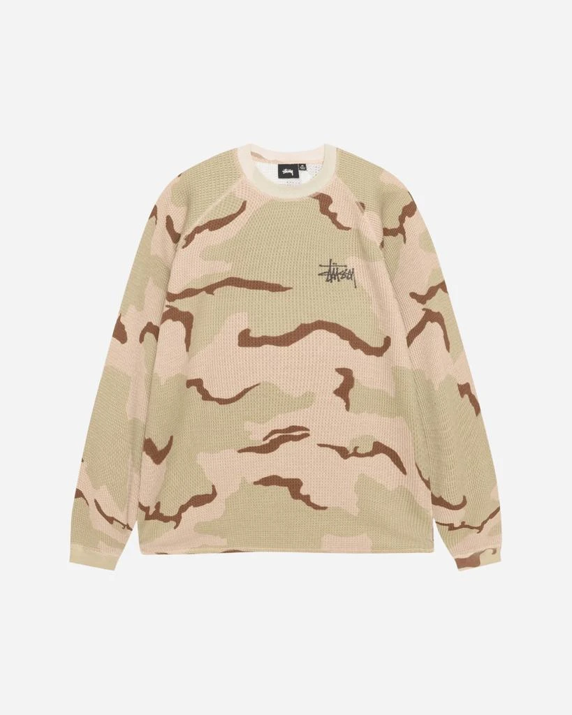 STUSSY Men's Basic Stock Thermal Longsleeve T-Shirt Sand Camo 2