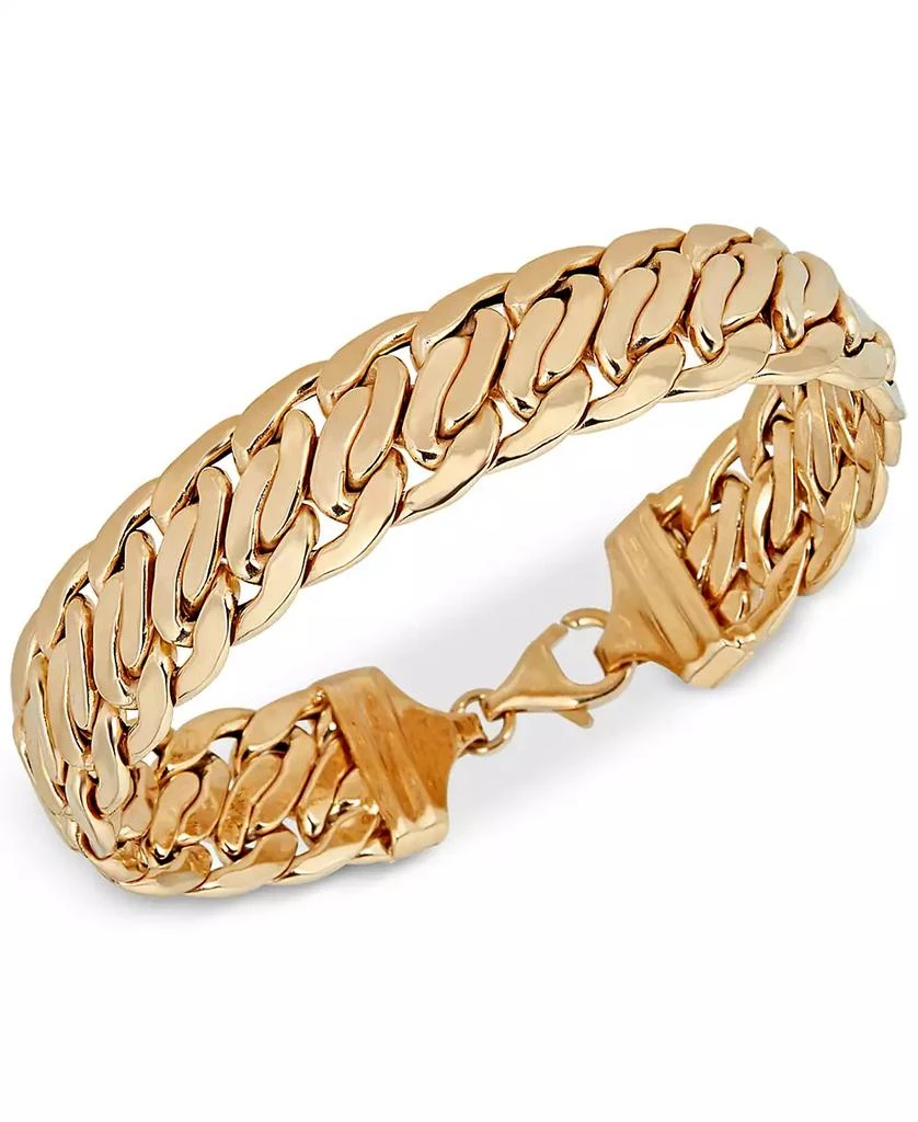 Italian Gold Wide Fancy Link Chain Bracelet in 14k Gold