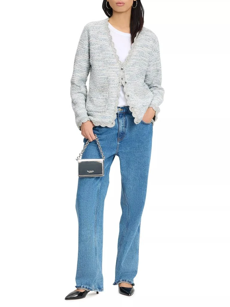 Kate Spade Mainline Scalloped Tweed V-Neck Cardigan 2