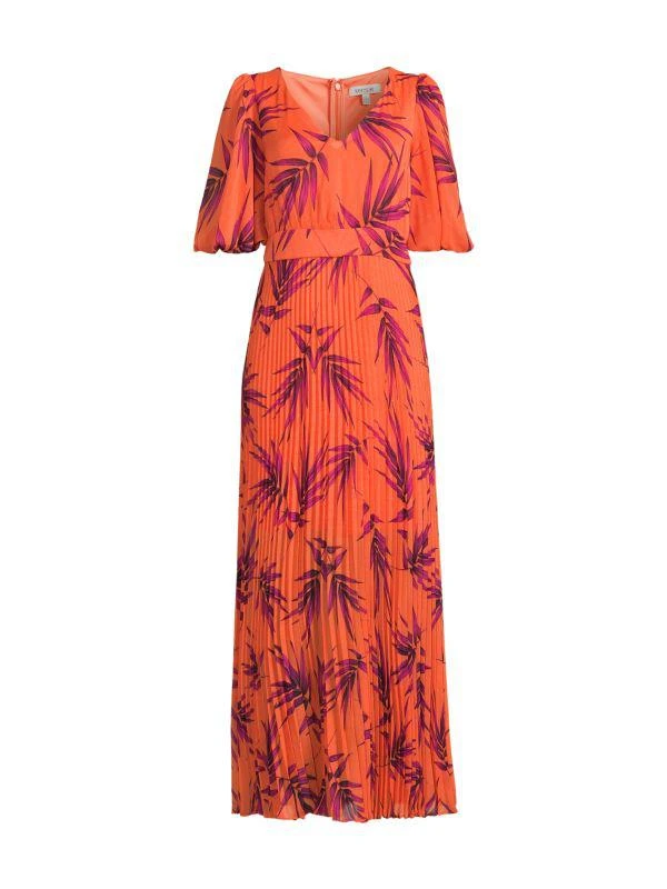 Kensie Leaf Print Blouson Sleeve Maxi Dress 3