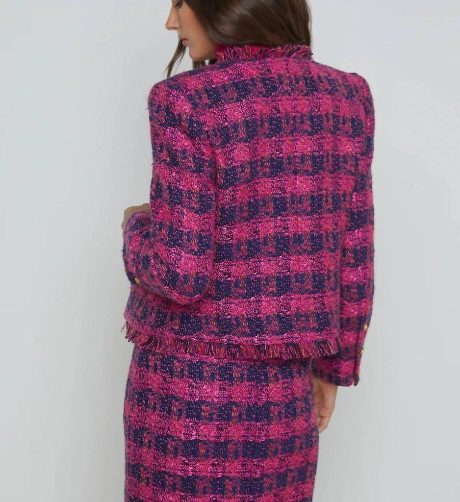 L'Agence Angelina Tweed Jacket In Midnight/acai/ruby 2