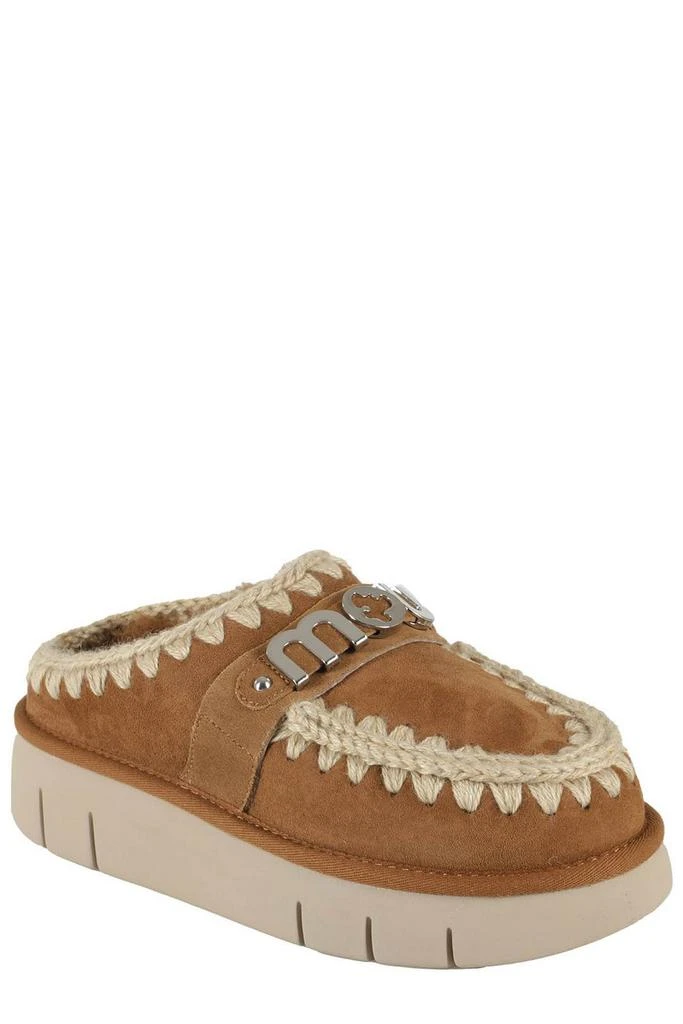 Mou Mou Logo-Lettering Round-Toe Slippers 2