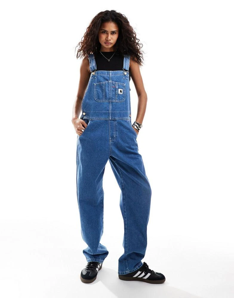 Carhartt WIP Carhartt straight leg denim dungarees in blue 1