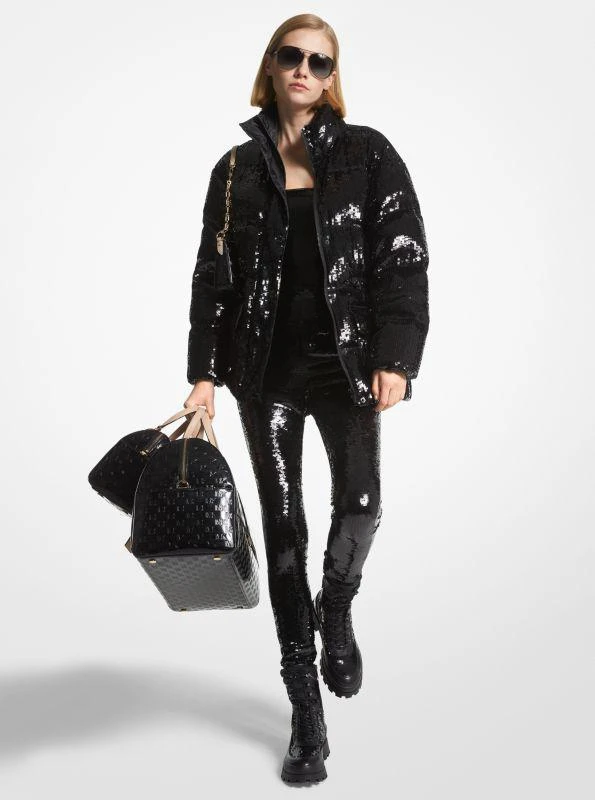 Michael Kors Sequined Ciré Quilted Puffer Jacket 1