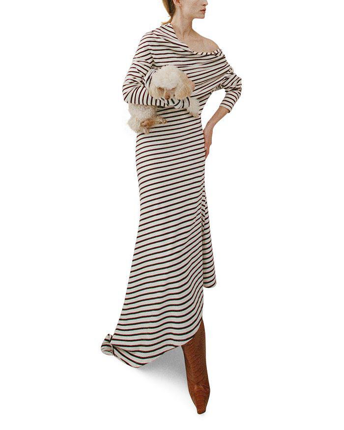 A.W.A.K.E. Mode Off-the-Shoulder Striped Dress