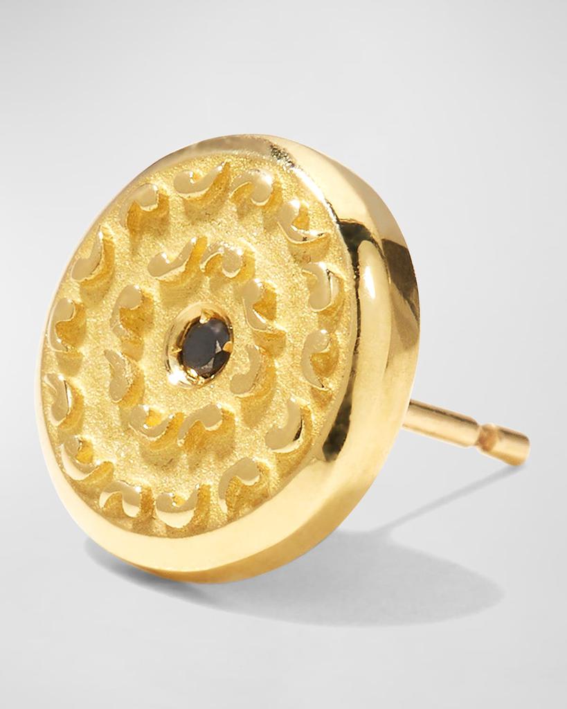 Marco Dal Maso Yellow Gold Icon Stud Mono Earring with Single Black Diamond, Single