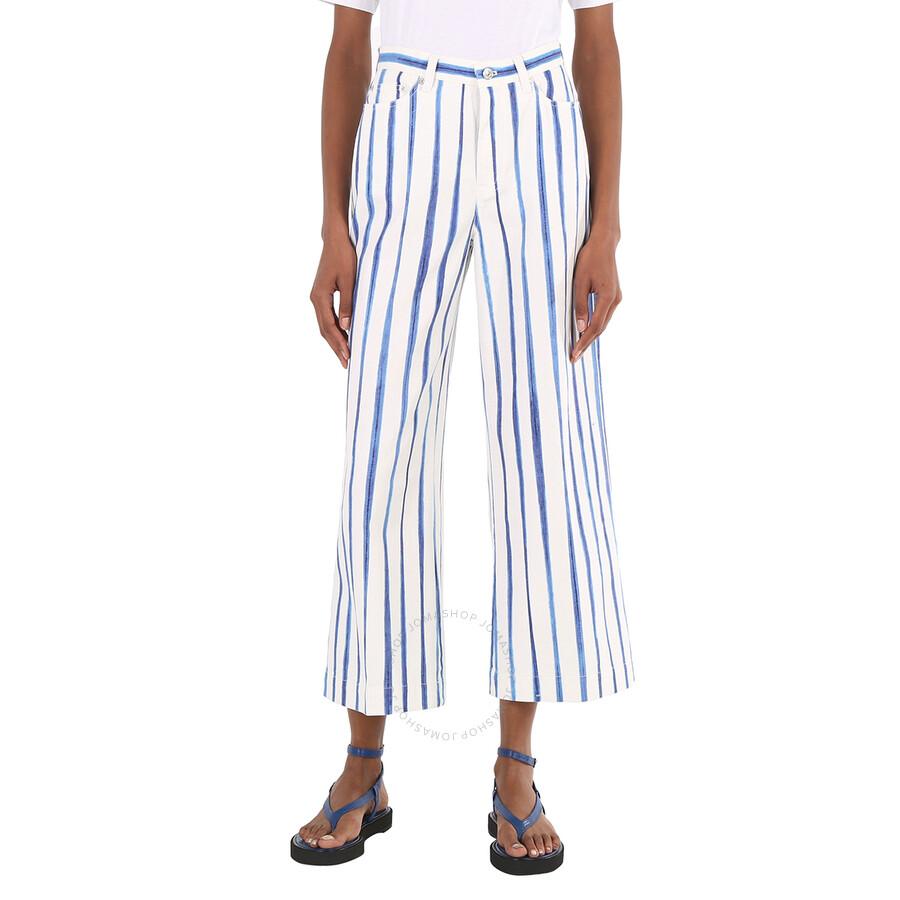 Ralph Lauren Ladies Striped Wide Cropped Trousers