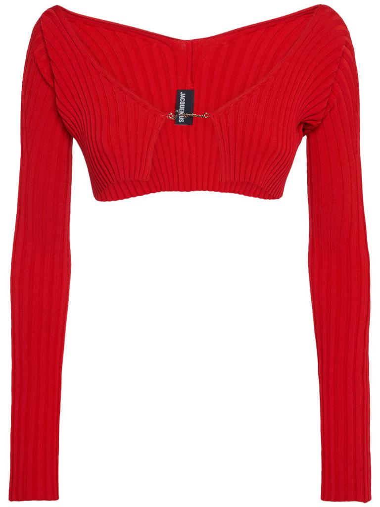 JACQUEMUS La Maille Pralu Crop Cardigan W/ Logo